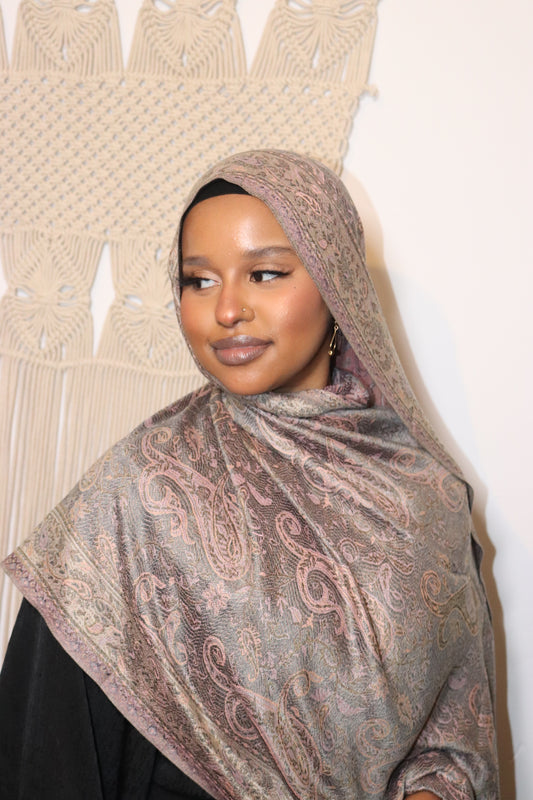 PINK AND SILVER PASHMINA